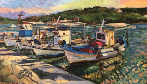 Christine Smith Paints Among the Fishermen in Porto Heli